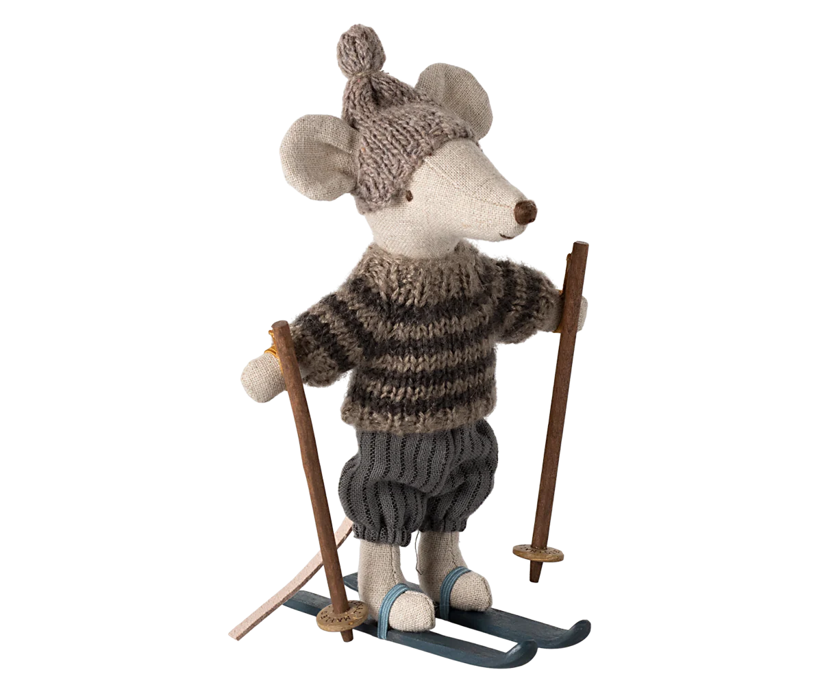 Wintermaus mit Skiset Maileg