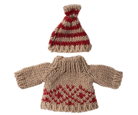 Strickpullover und Mütze Mama Maus Maileg