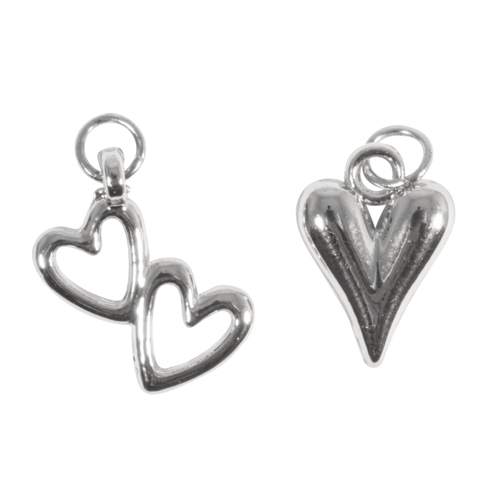 Metall Charms Herz + Doppelherz