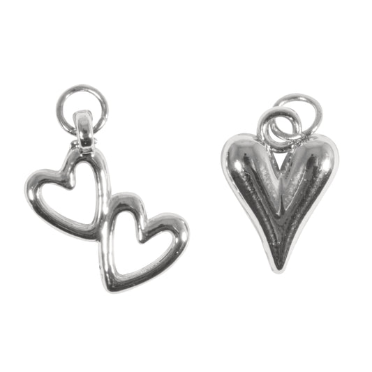 Metall Charms Herz + Doppelherz
