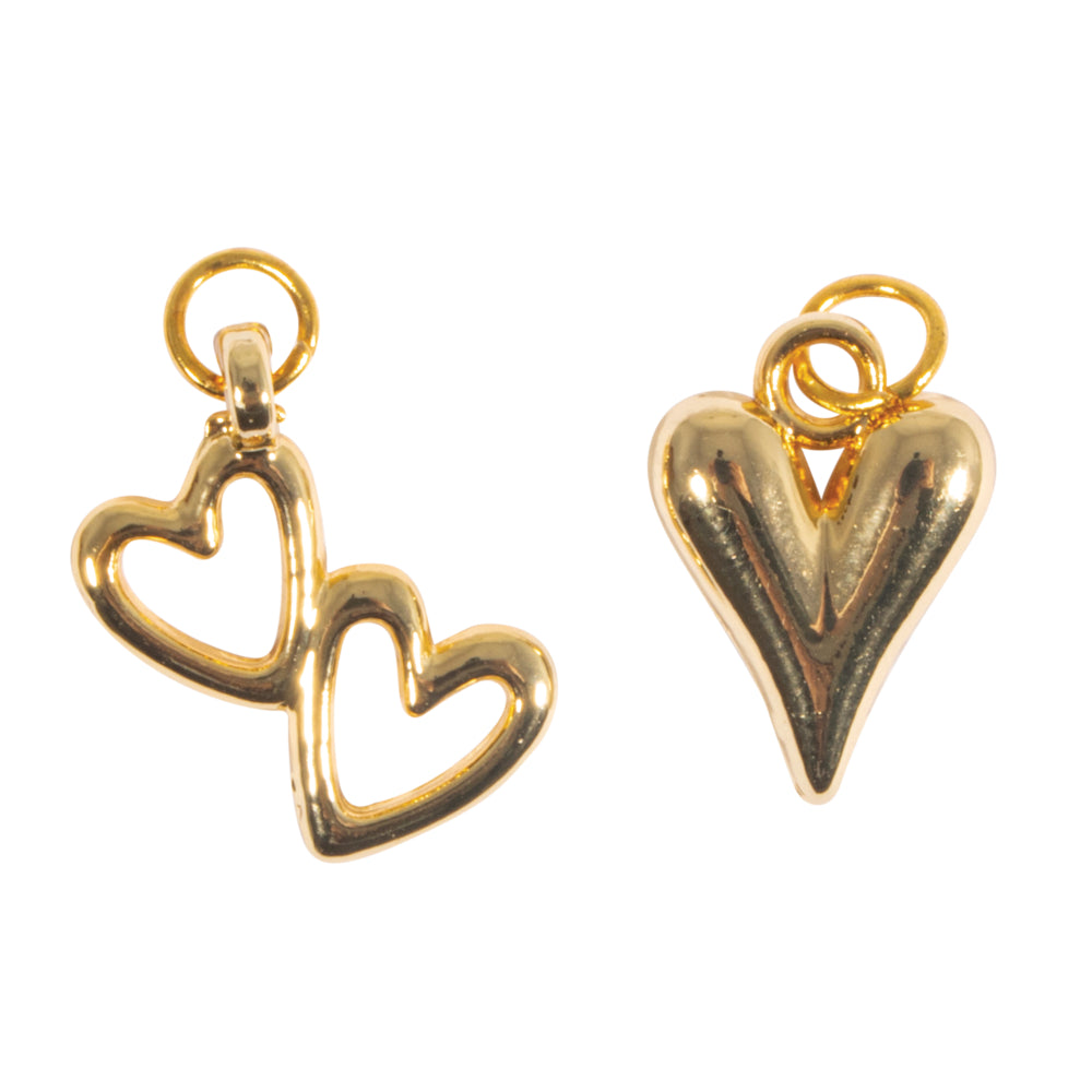 Metall Charms Herz + Doppelherz