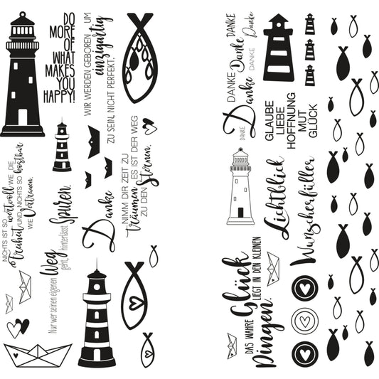 Transferfolie Fische, Leuchtturm & Co