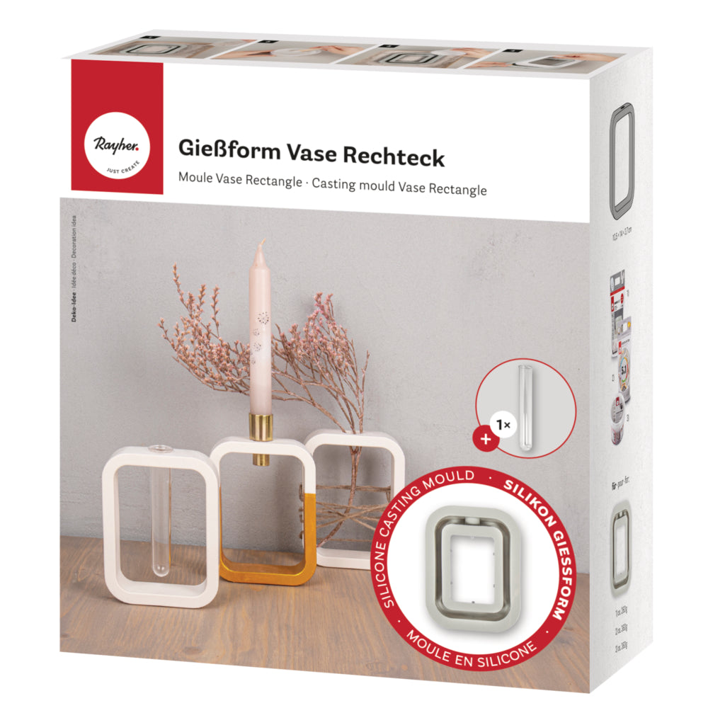 Gießform Vase Rechteck mit Ausschnitt