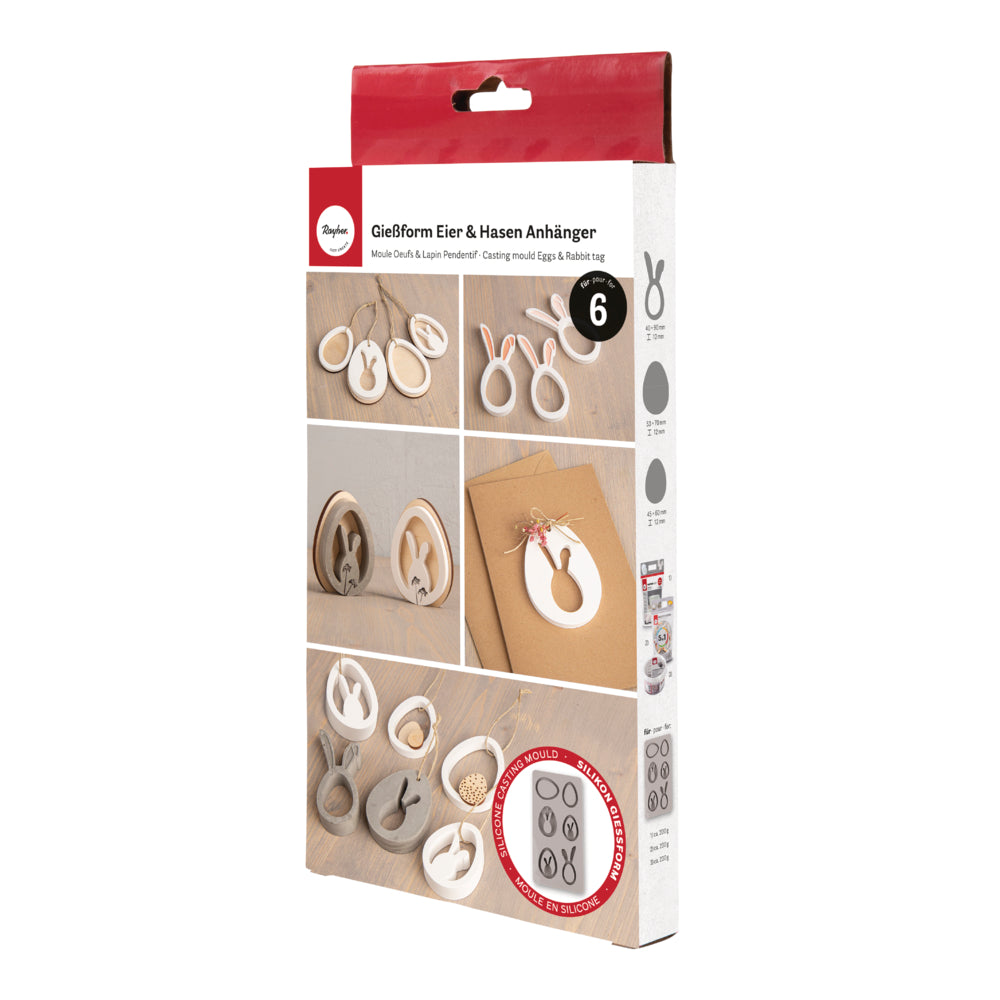 Gießform Eier + Hasen Anhänger