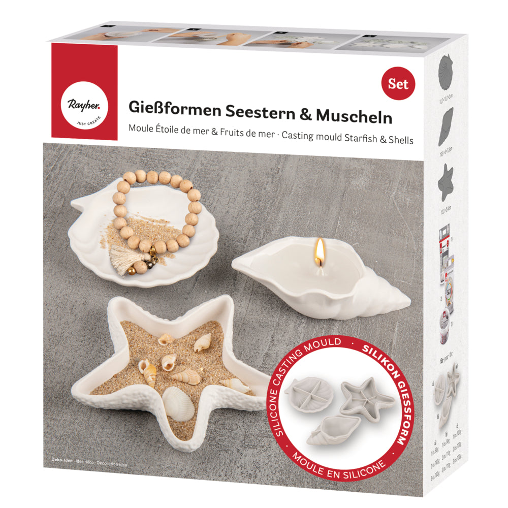 Gießform Seestern und Muscheln