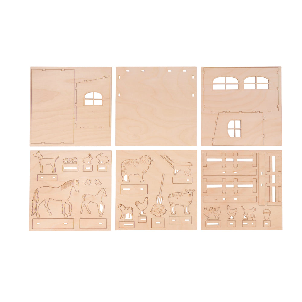 Holz-Steck- Kulisseteile Bauernhof oder Waldtiere