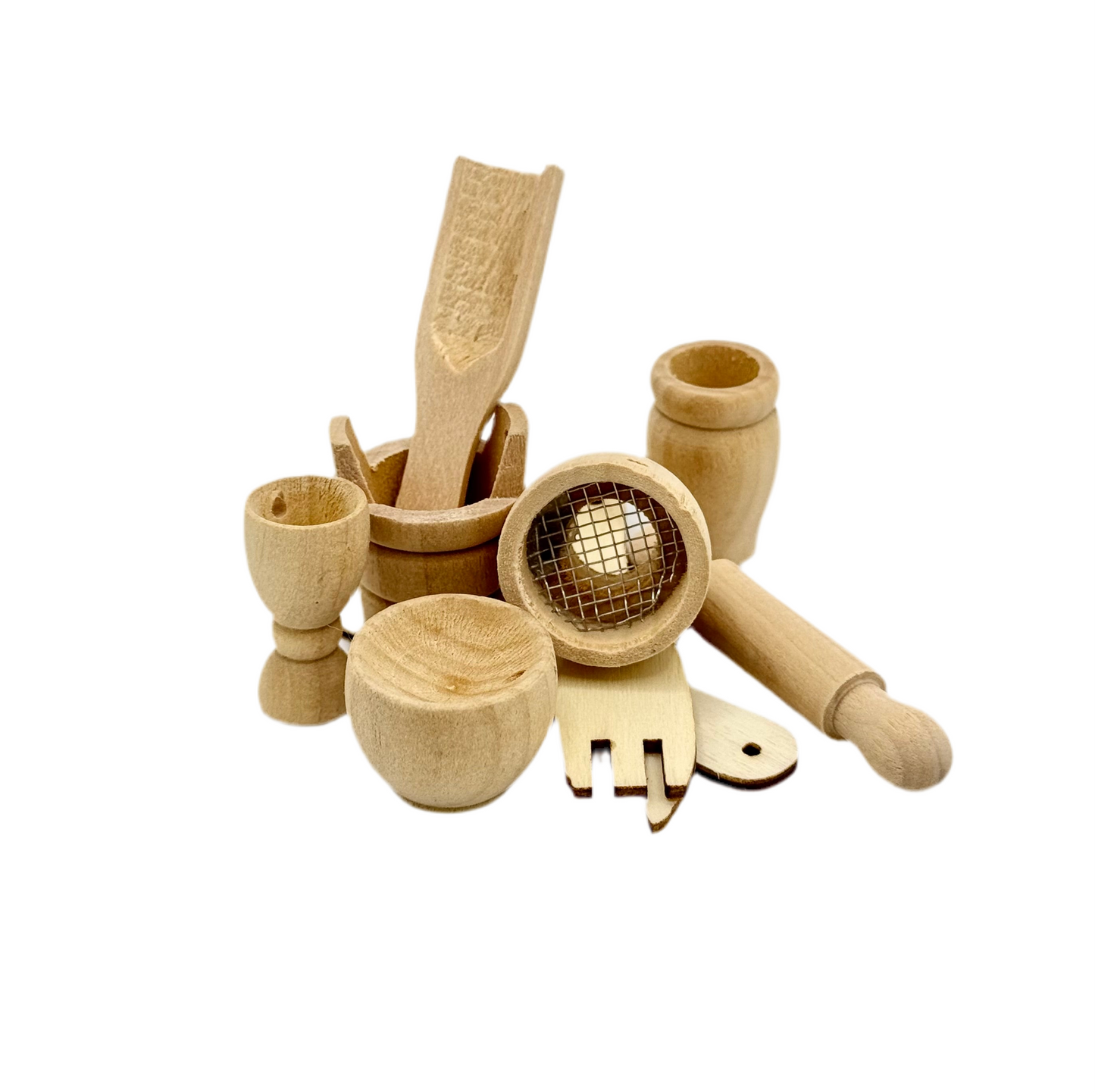 Küchenutensilien Holz Miniatur 10 Teile