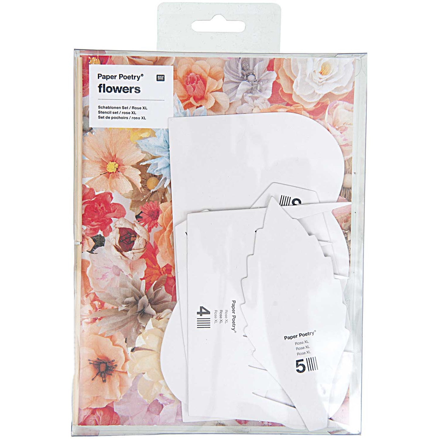 SCHABLONEN SET, Papierblume ROSE XL