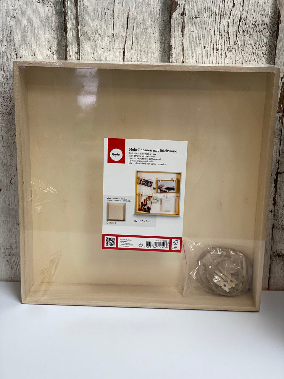 Holz-Rahmen mit Rückwand quadratisch