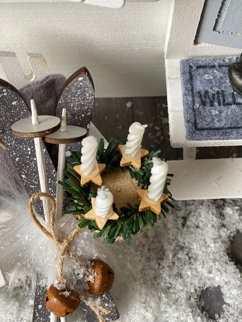 Holzscheibe für Wichteladventskränze