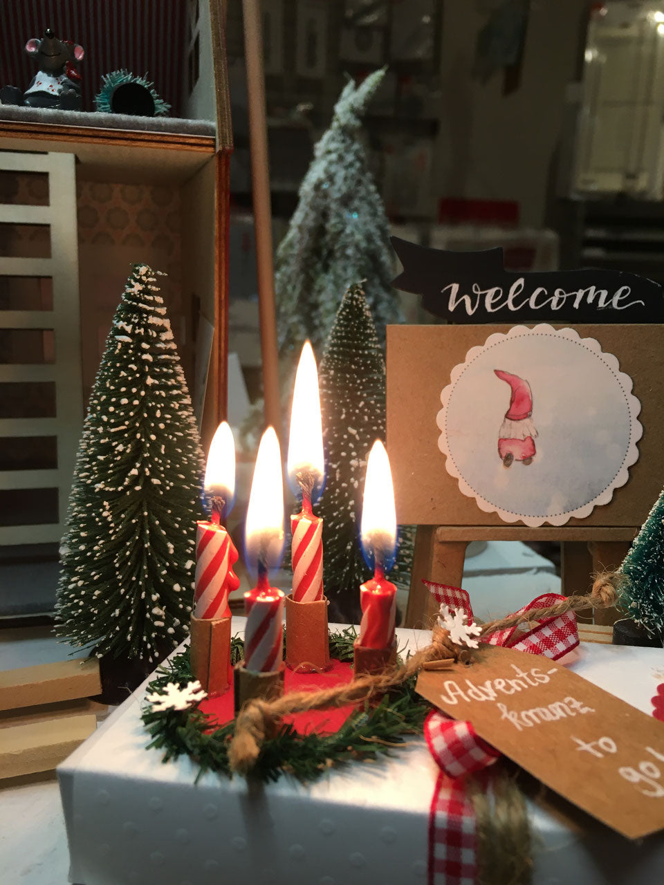Holzscheibe für Wichteladventskränze