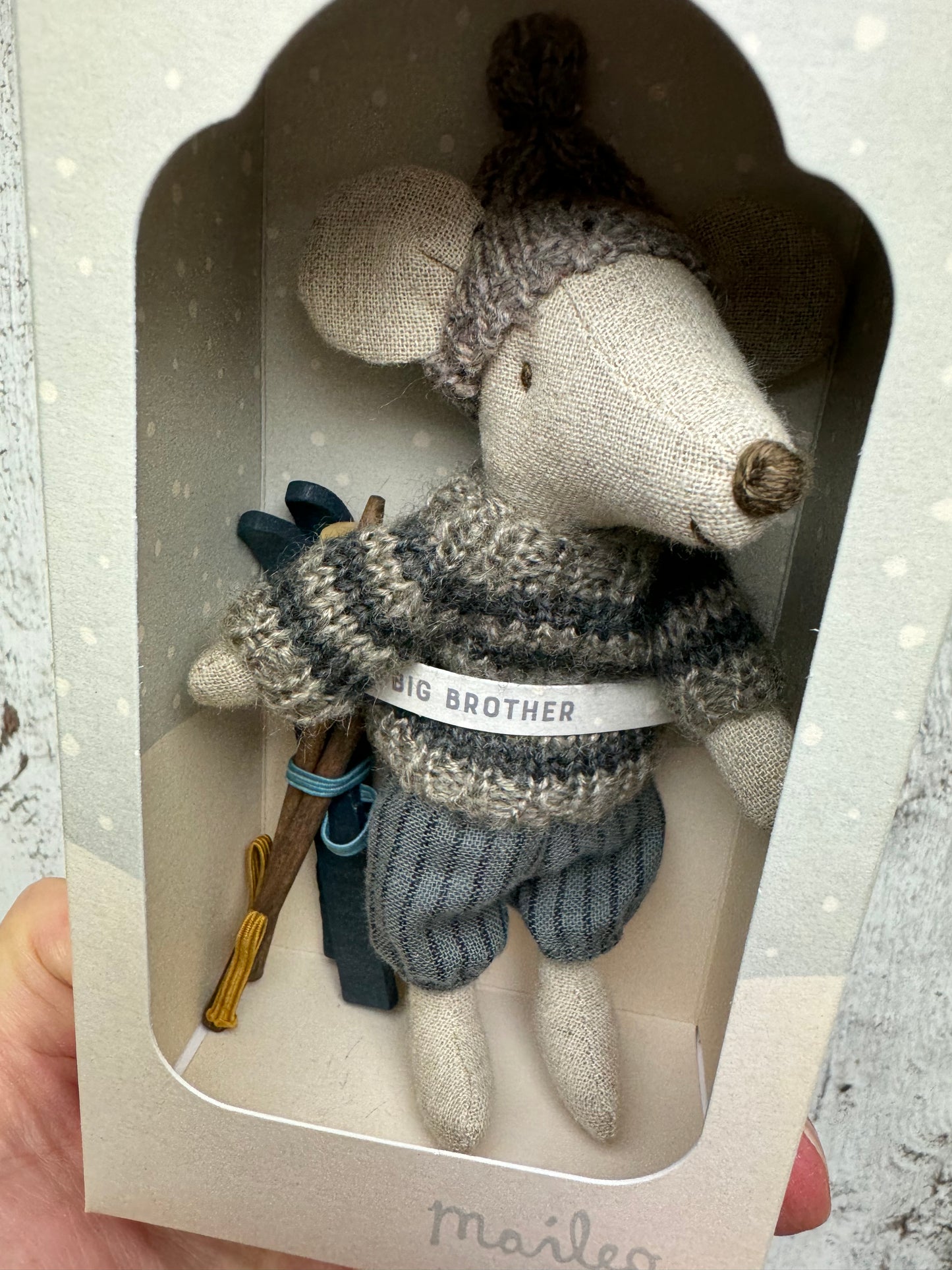 Wintermaus mit Skiset Maileg