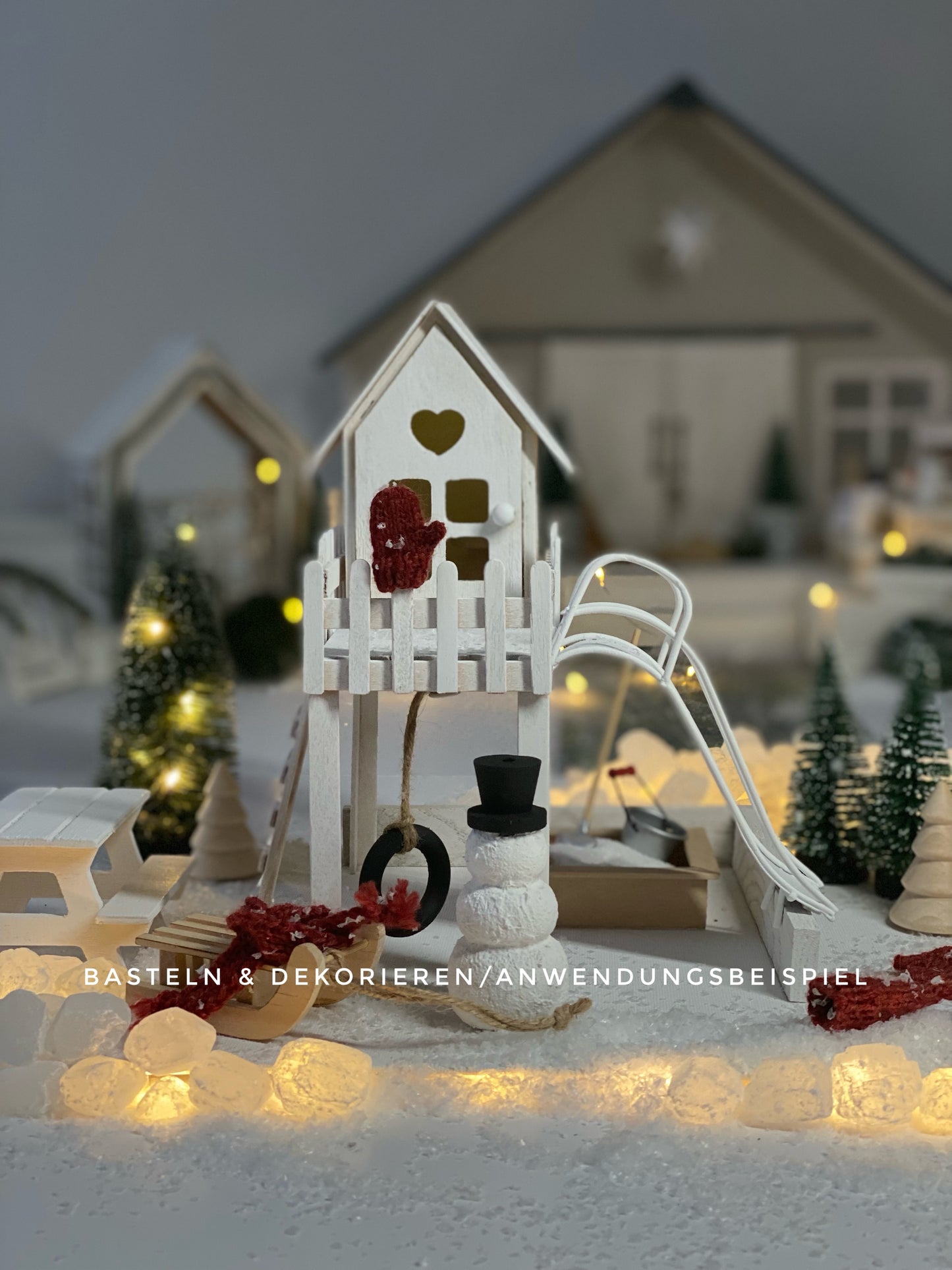 Schneemann mit Juteband Miniatur