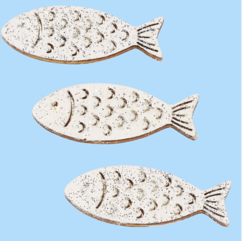 Holzstreuteile-Fische mit Glimmer