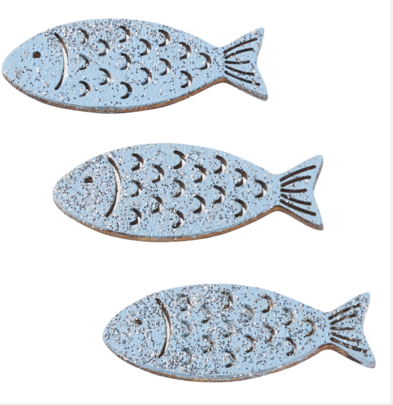 Holzstreuteile-Fische mit Glimmer