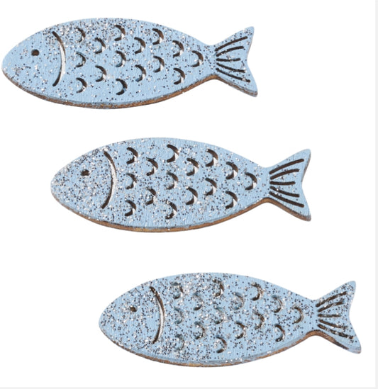 Holzstreuteile-Fische mit Glimmer