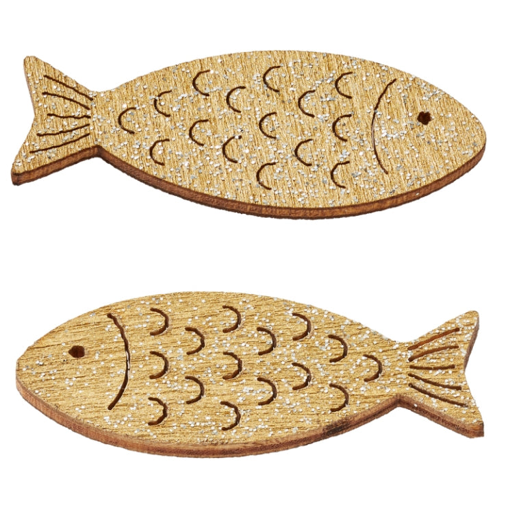 Holzstreuteile-Fische mit Glimmer