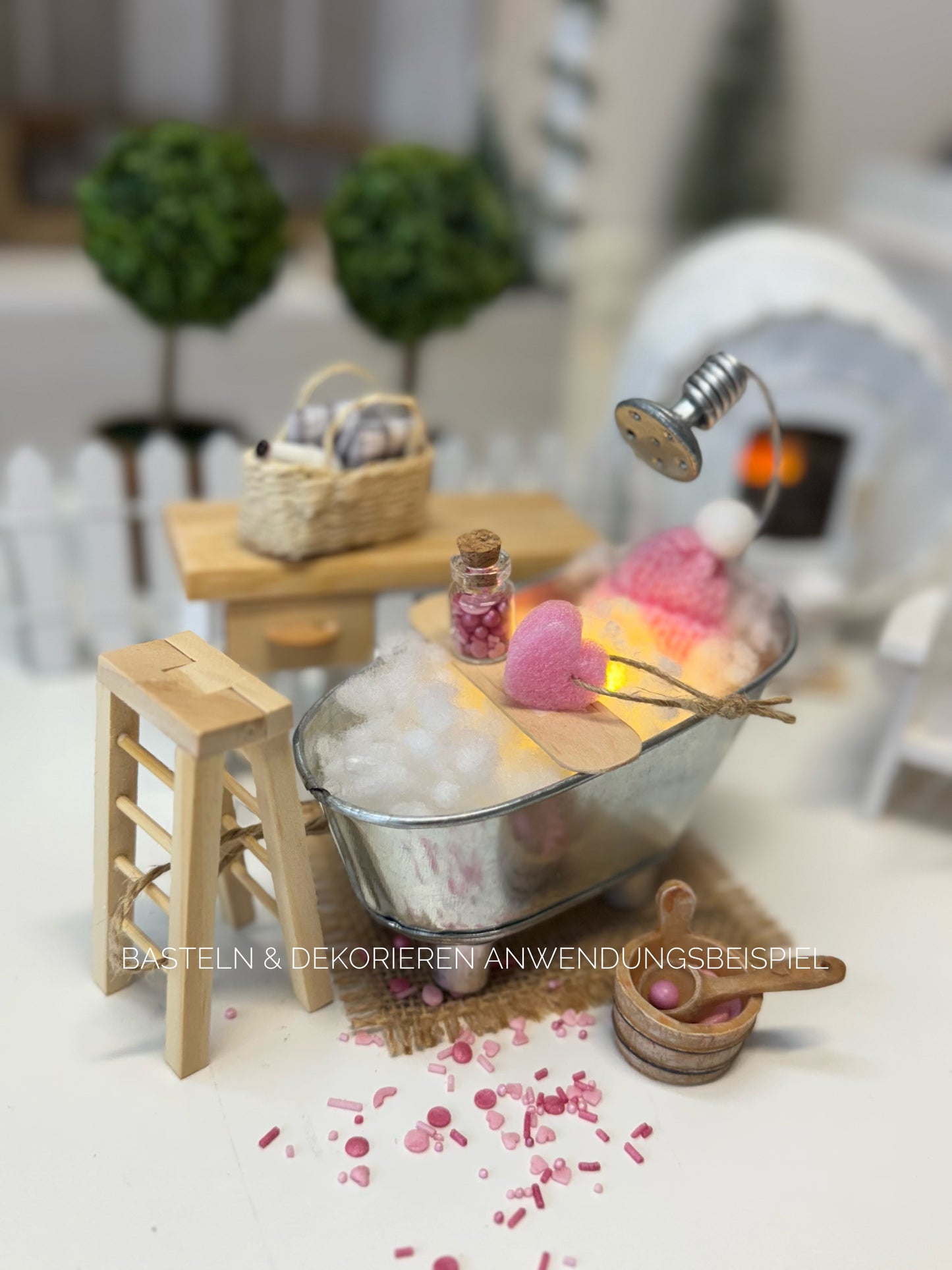 Badewanne Zink mit Zubehör Set