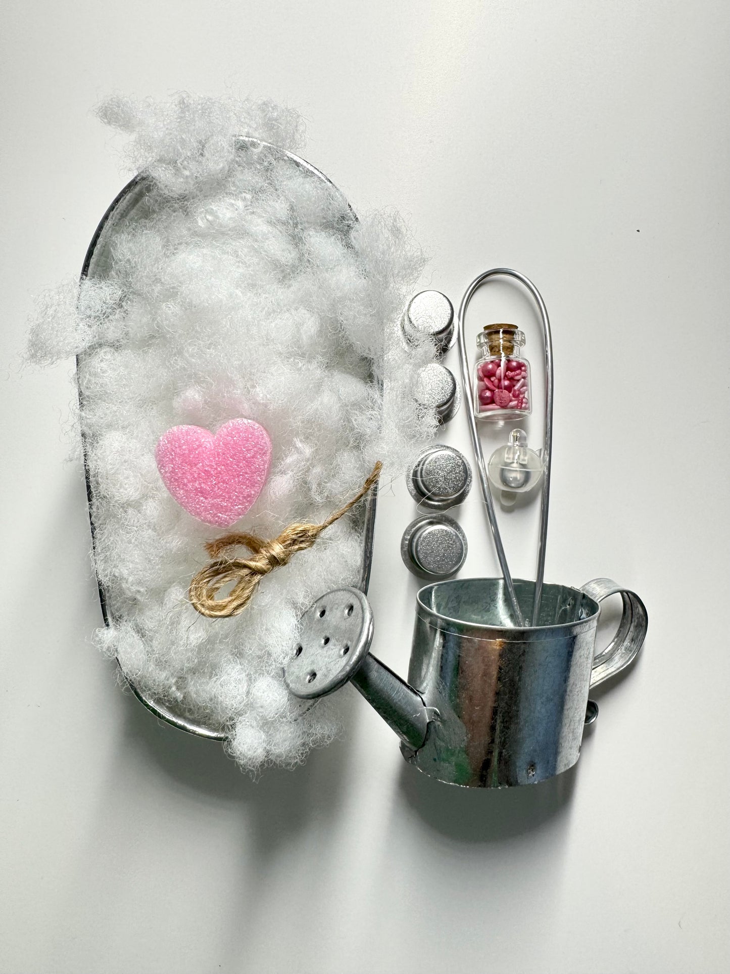 Badewanne Zink mit Zubehör Set
