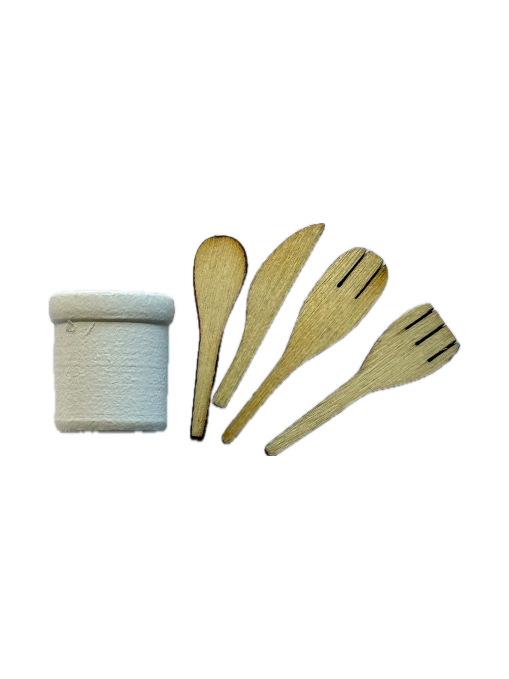 Küchenutensilien Pott mit 4 Löffeln