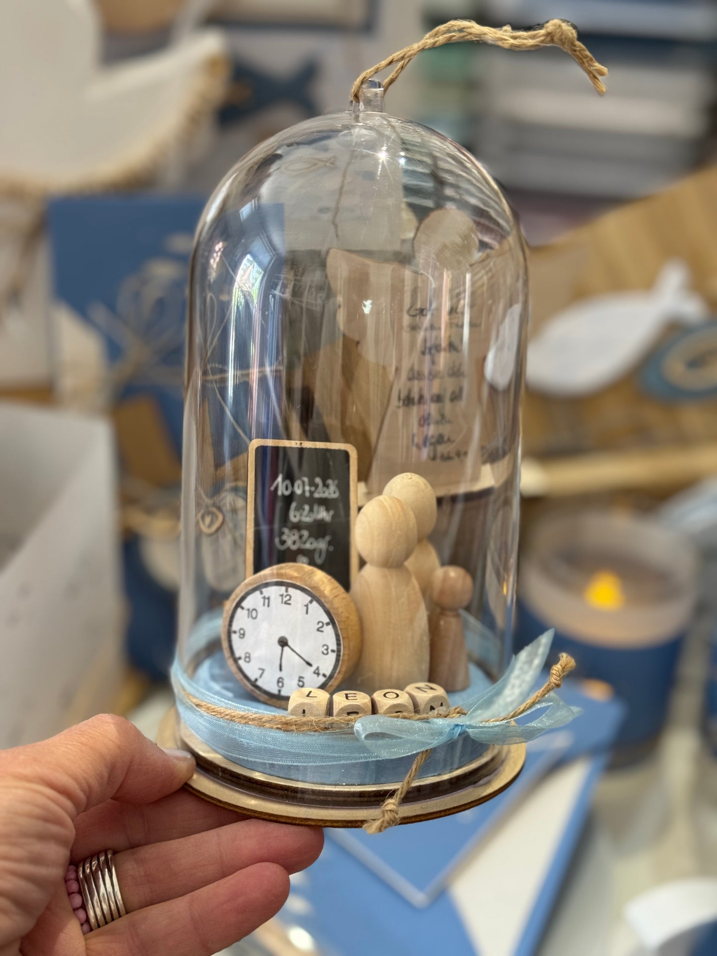 Baby Bastelset Erinnerungs-Glasglocke – personalisierbares DIY Geschenk zur Geburt mit Familie & Daten