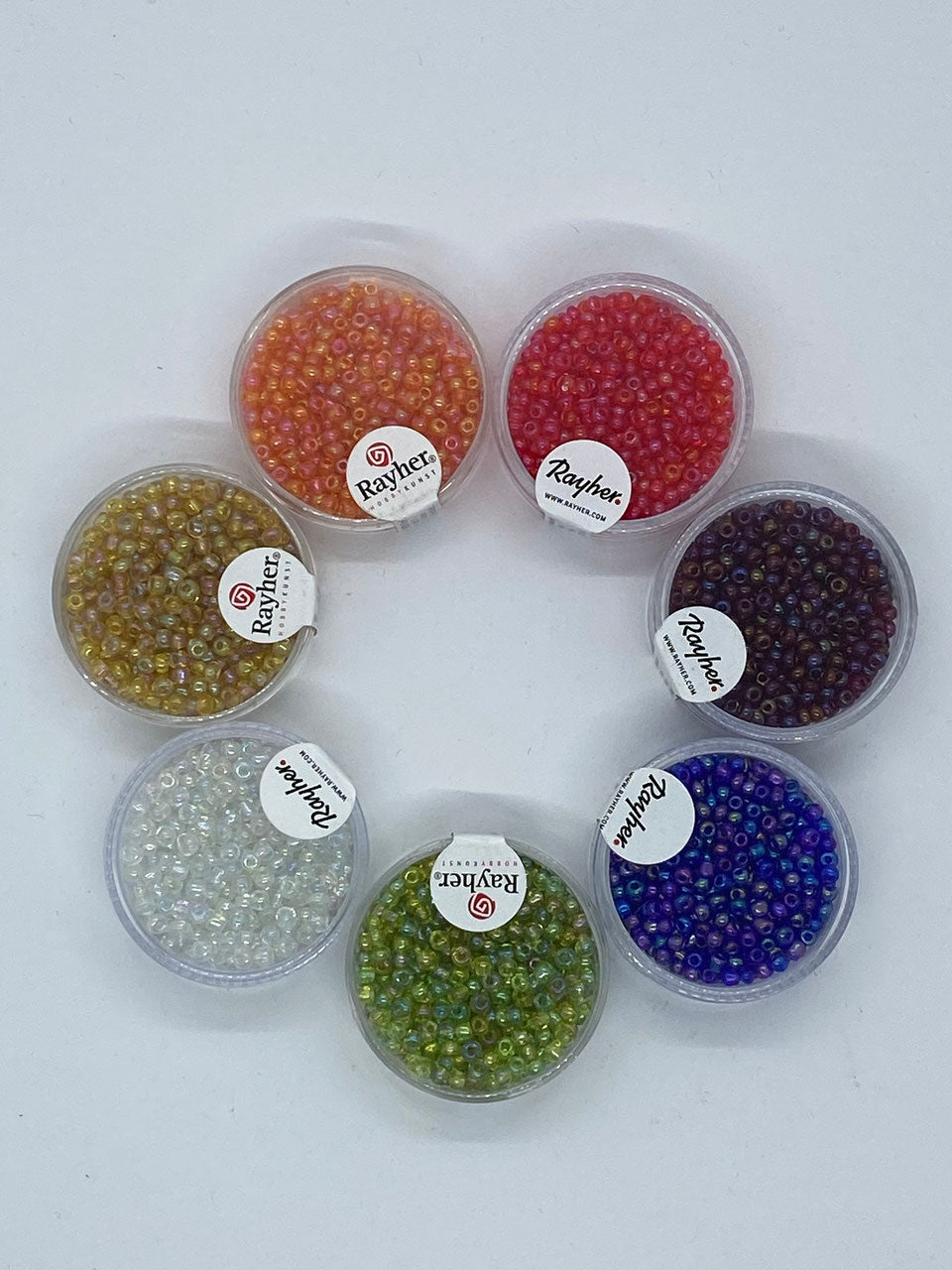 Rocailles, 2,6 mm transparent mit Rainbow Beschichtung
