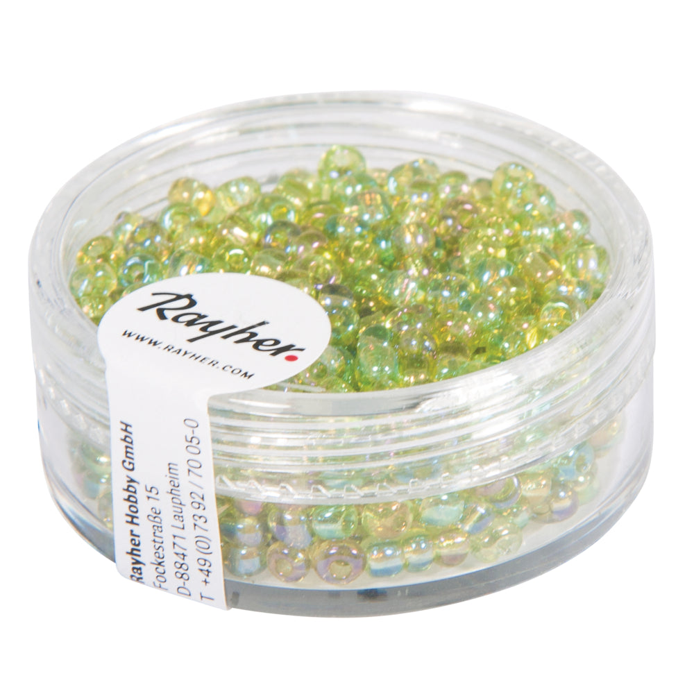 Rocailles, 2,6 mm transparent mit Rainbow Beschichtung