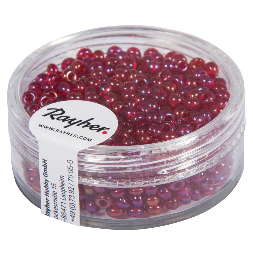 Rocailles, 2,6 mm transparent mit Rainbow Beschichtung
