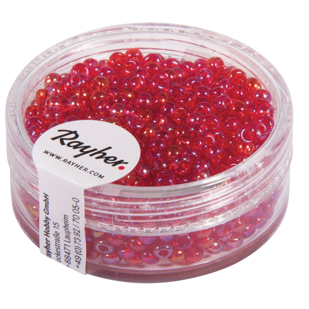 Rocailles, 2,6 mm transparent mit Rainbow Beschichtung