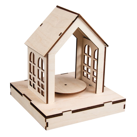 Haus mit Drehteller 3D Holz-Bausatz