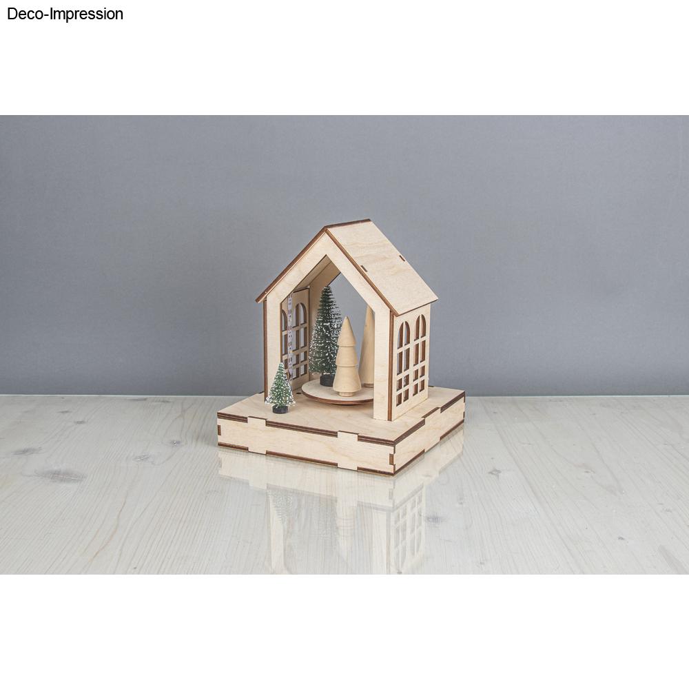 Haus mit Drehteller 3D Holz-Bausatz