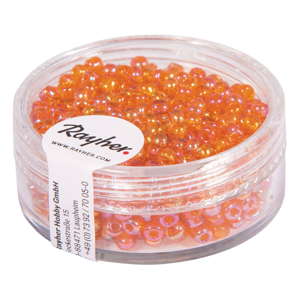 Rocailles, 2,6 mm transparent mit Rainbow Beschichtung