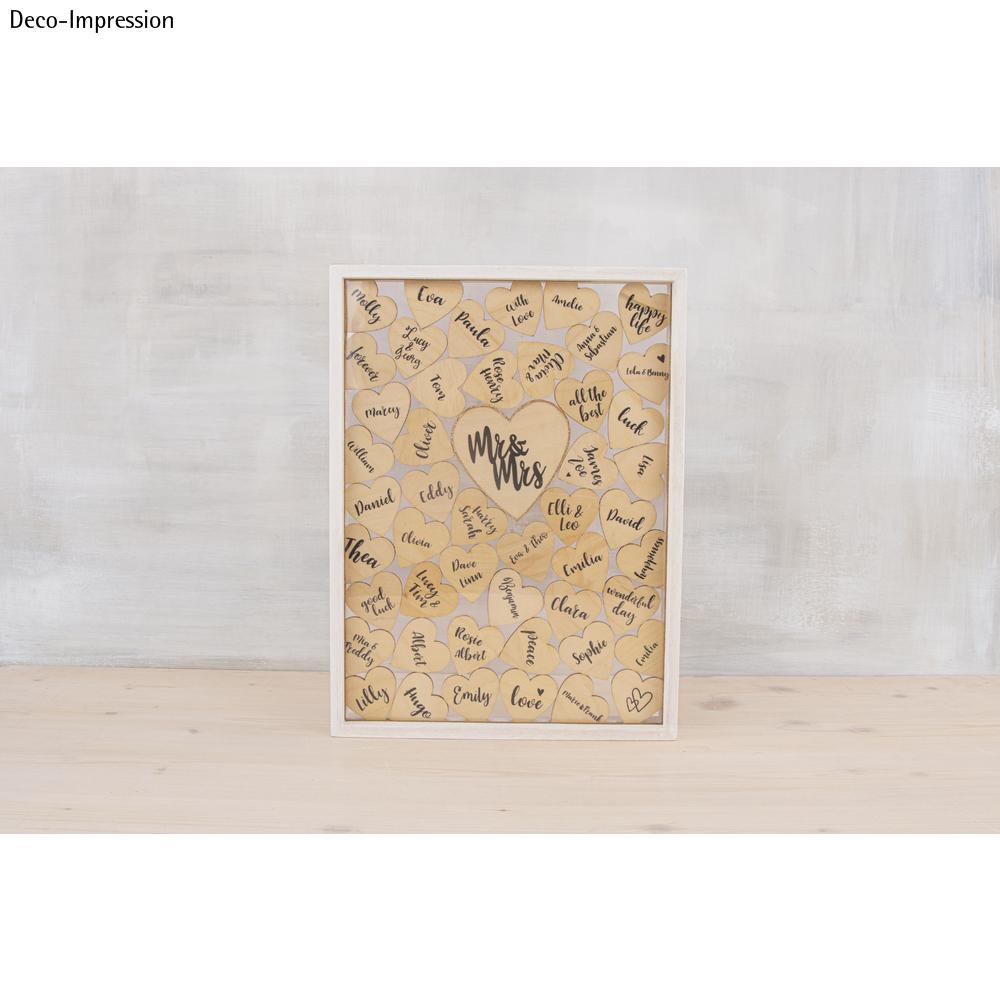 Holz Gästebuch mit Herzen