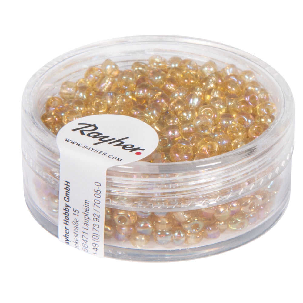 Rocailles, 2,6 mm transparent mit Rainbow Beschichtung