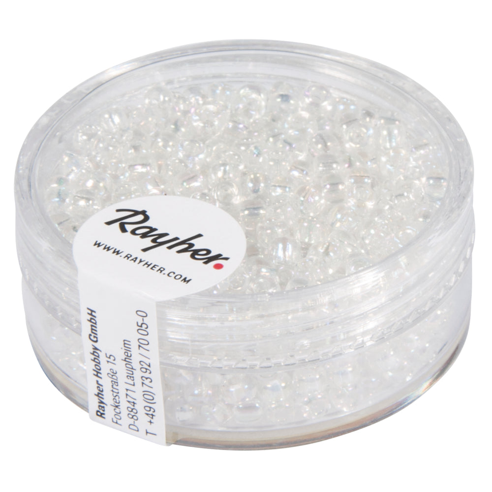 Rocailles, 2,6 mm transparent mit Rainbow Beschichtung