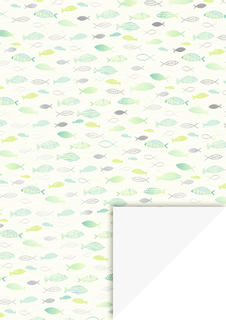 Designpapier mit Fischmotiv für Konfirmationseinladungen verschiedene Farben