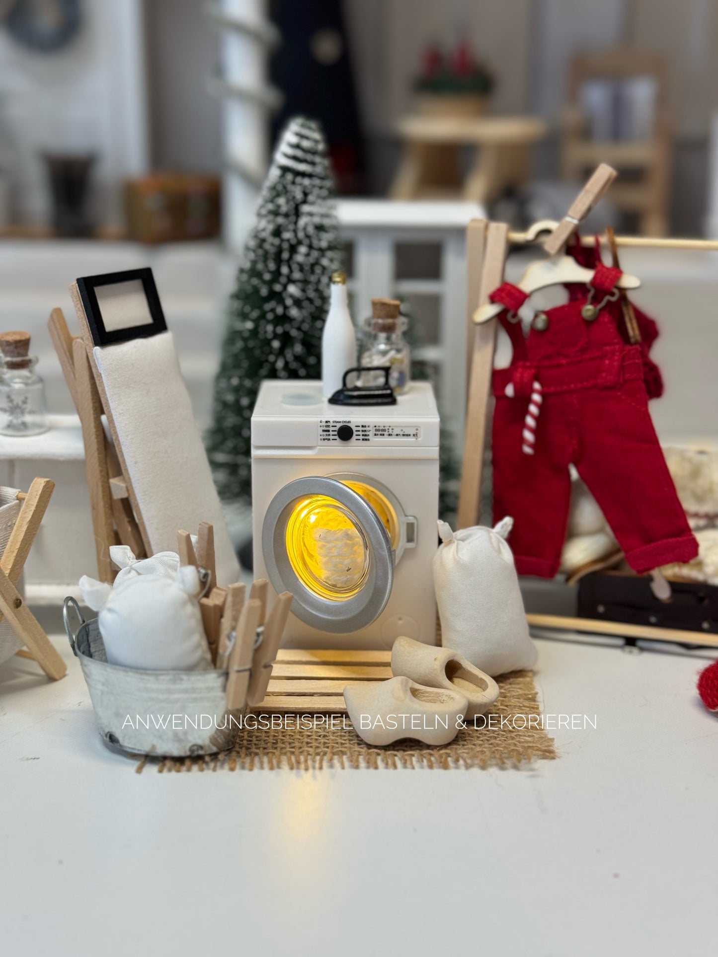 Waschmaschine weiß Miniatur für Wichteltür und Puppenhaus