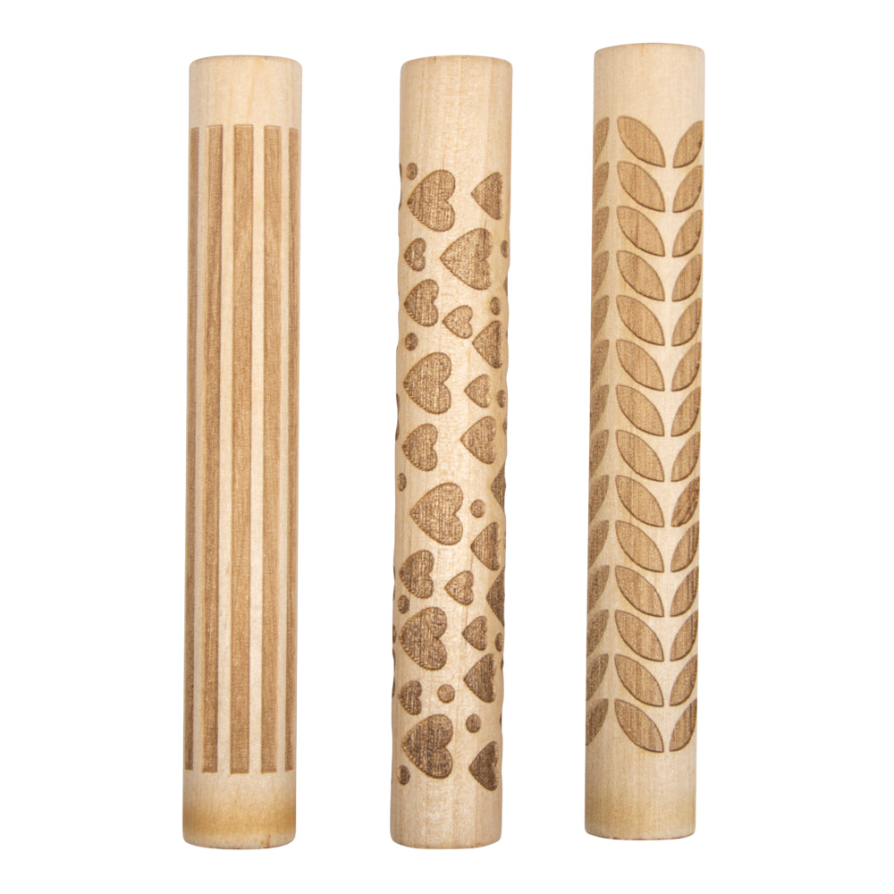 Motivmuster Roller Love -3-teiliges Set Holzroller für Modelliermasse und Fimo
