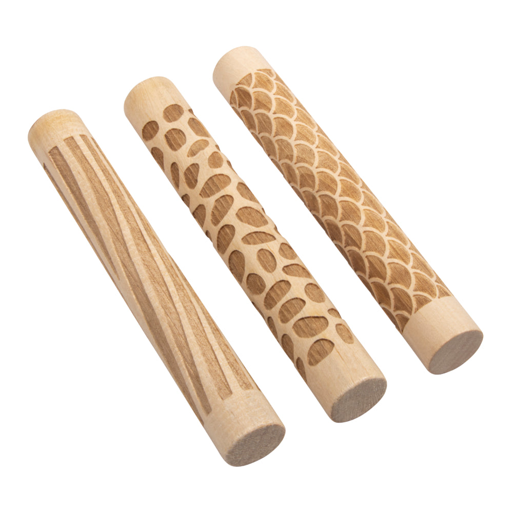 Motivmuster Roller Natur -3-teiliges Set Holzroller für Modelliermasse und Fimo (Kopie) (Kopie)