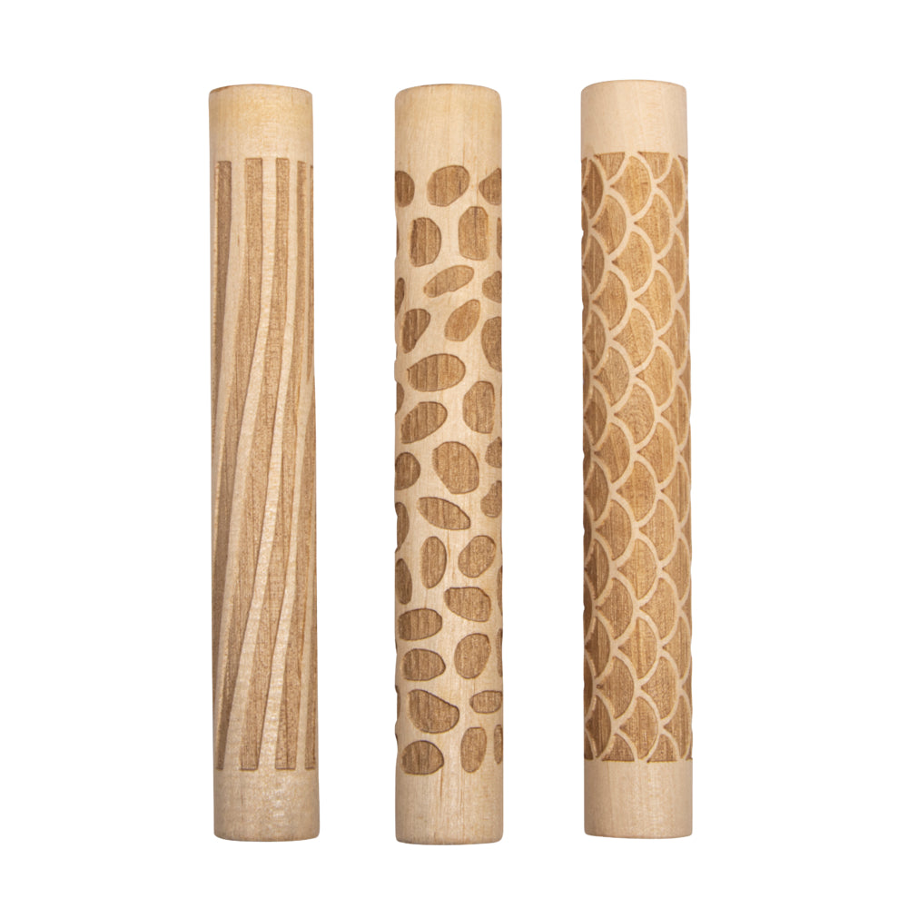 Motivmuster Roller Natur -3-teiliges Set Holzroller für Modelliermasse und Fimo (Kopie) (Kopie)