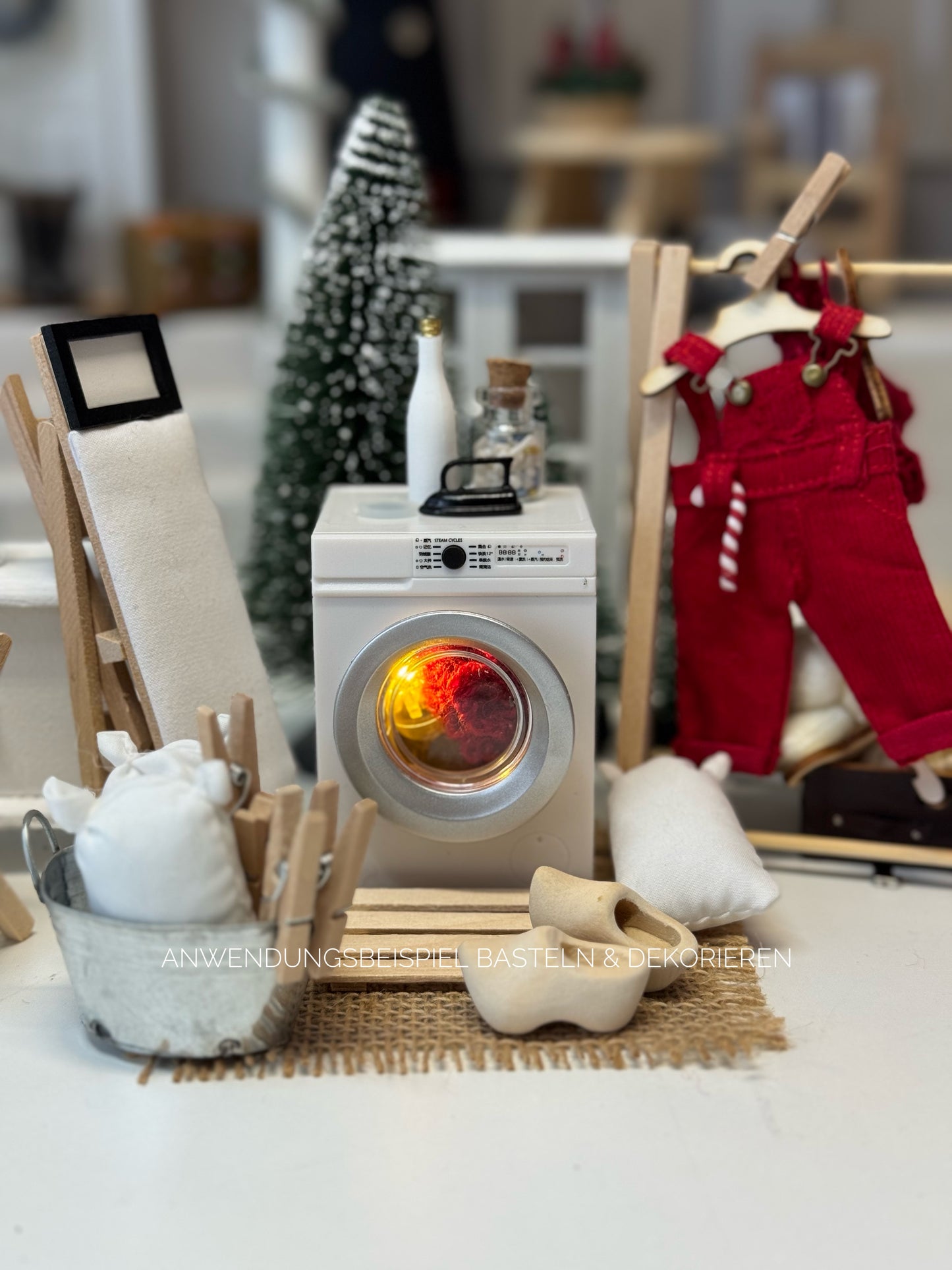 Waschmaschine weiß Miniatur für Wichteltür und Puppenhaus