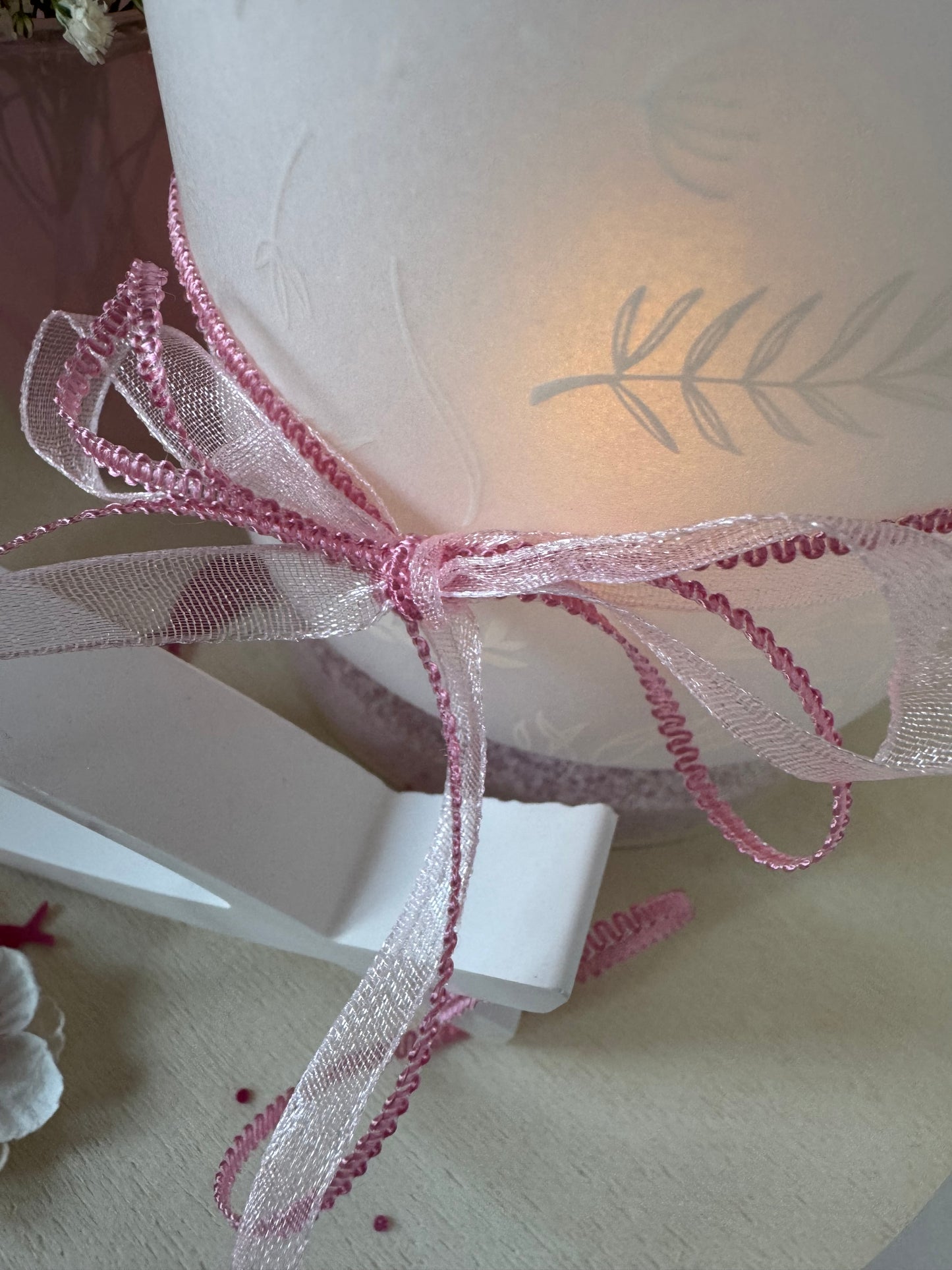 Konfirmation Tischdeko Rosé Pink Komplettset für 10 Personen – Fischmotiv, Kerzenglas, Servietten, Tischläufer, Streudeko