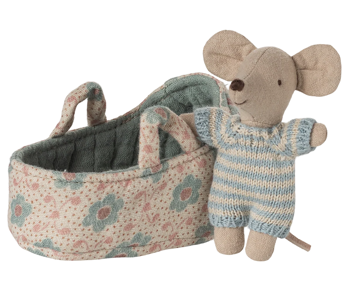 Maileg Babymaus in Tragetasche - Blau oder Rosa
