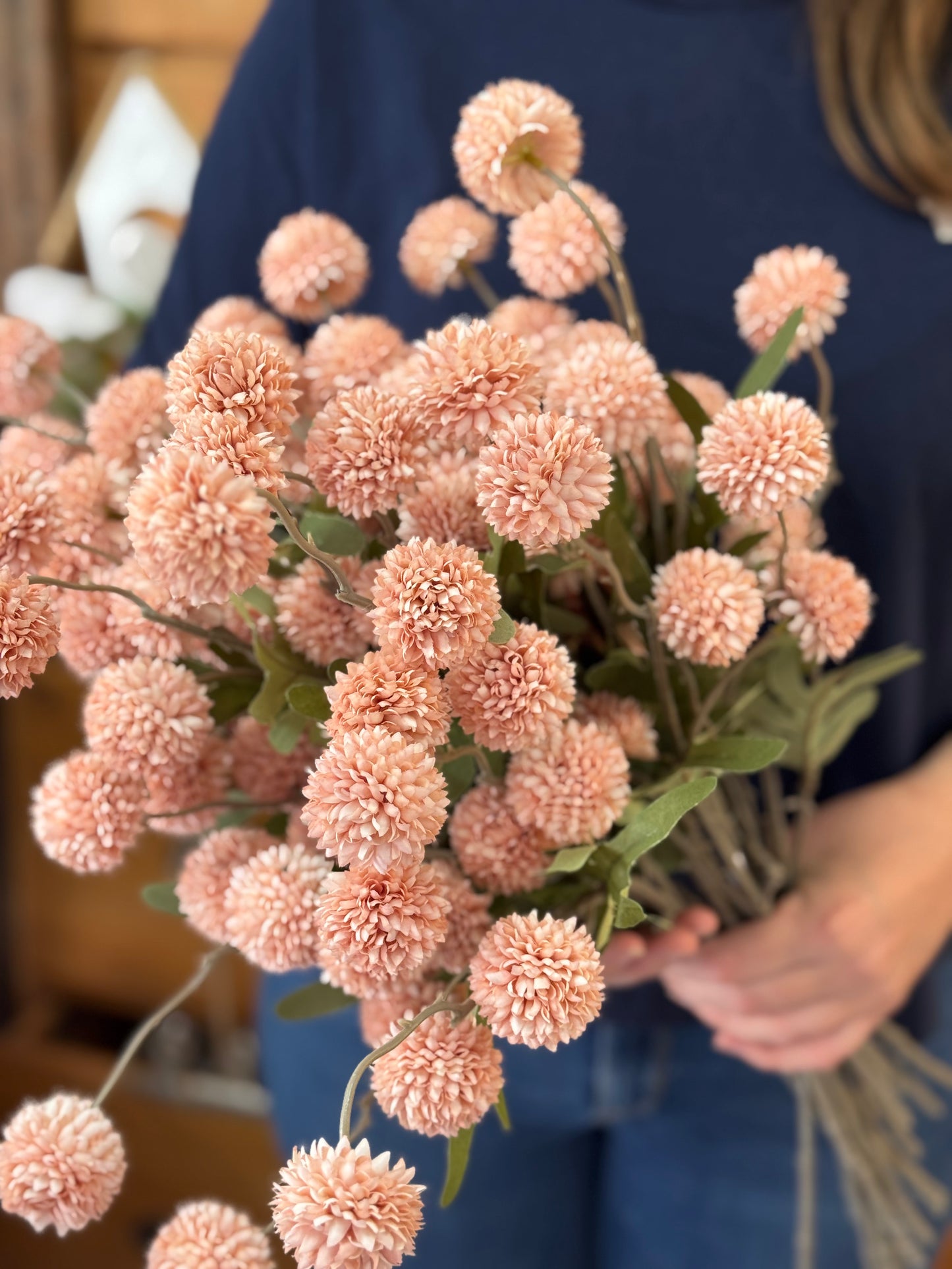 Künstlicher Chryanthemenzweig Altrosa - Kunstblume