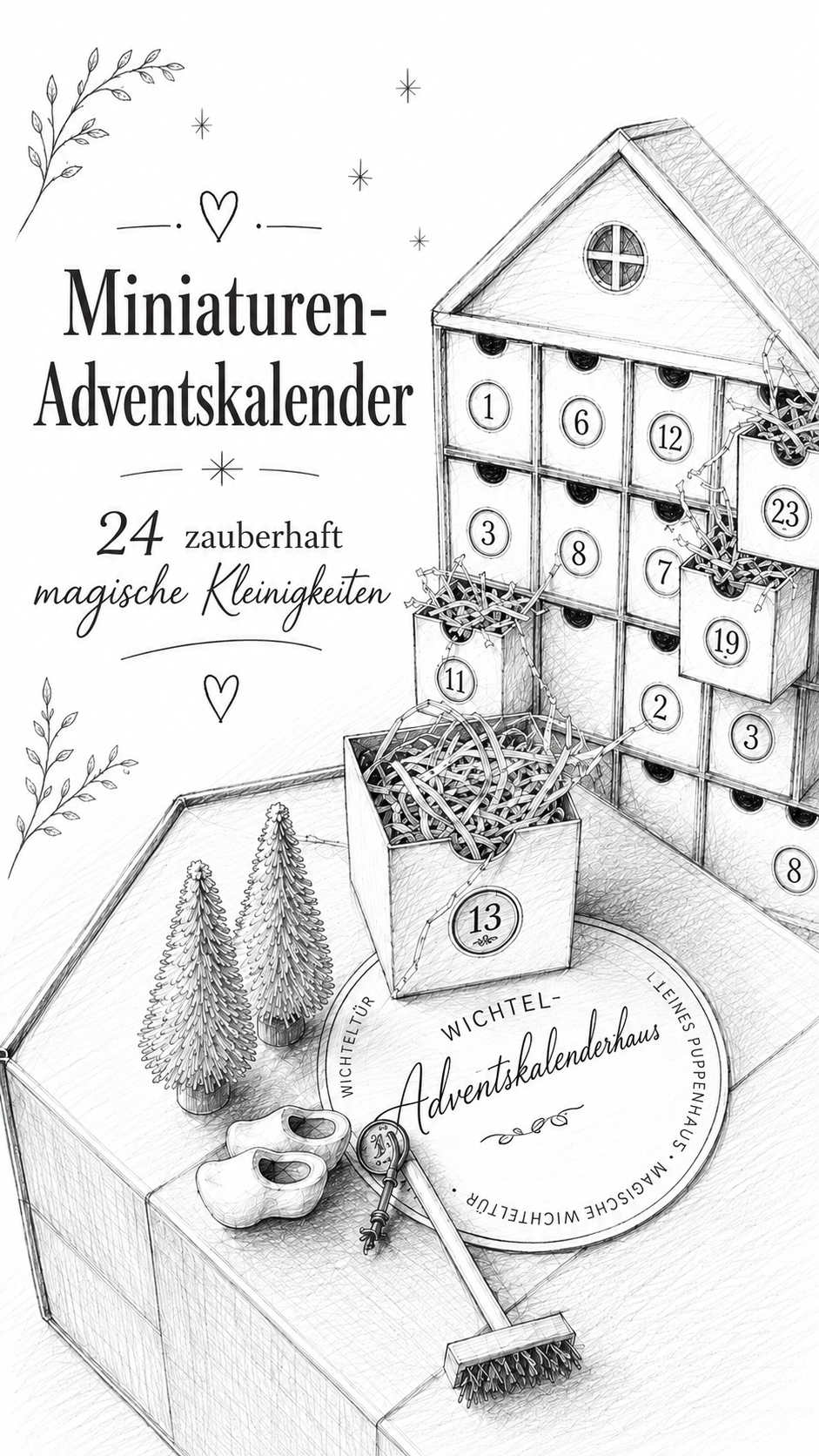 Wichtel-Adventskalender Haus - 24 Miniaturen