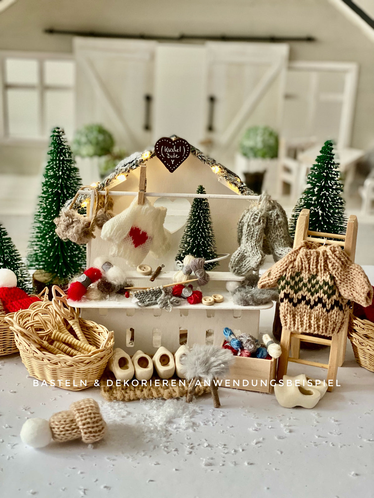 Holzhaus mit Vorgarten Herzchen – Basteln & Dekorieren