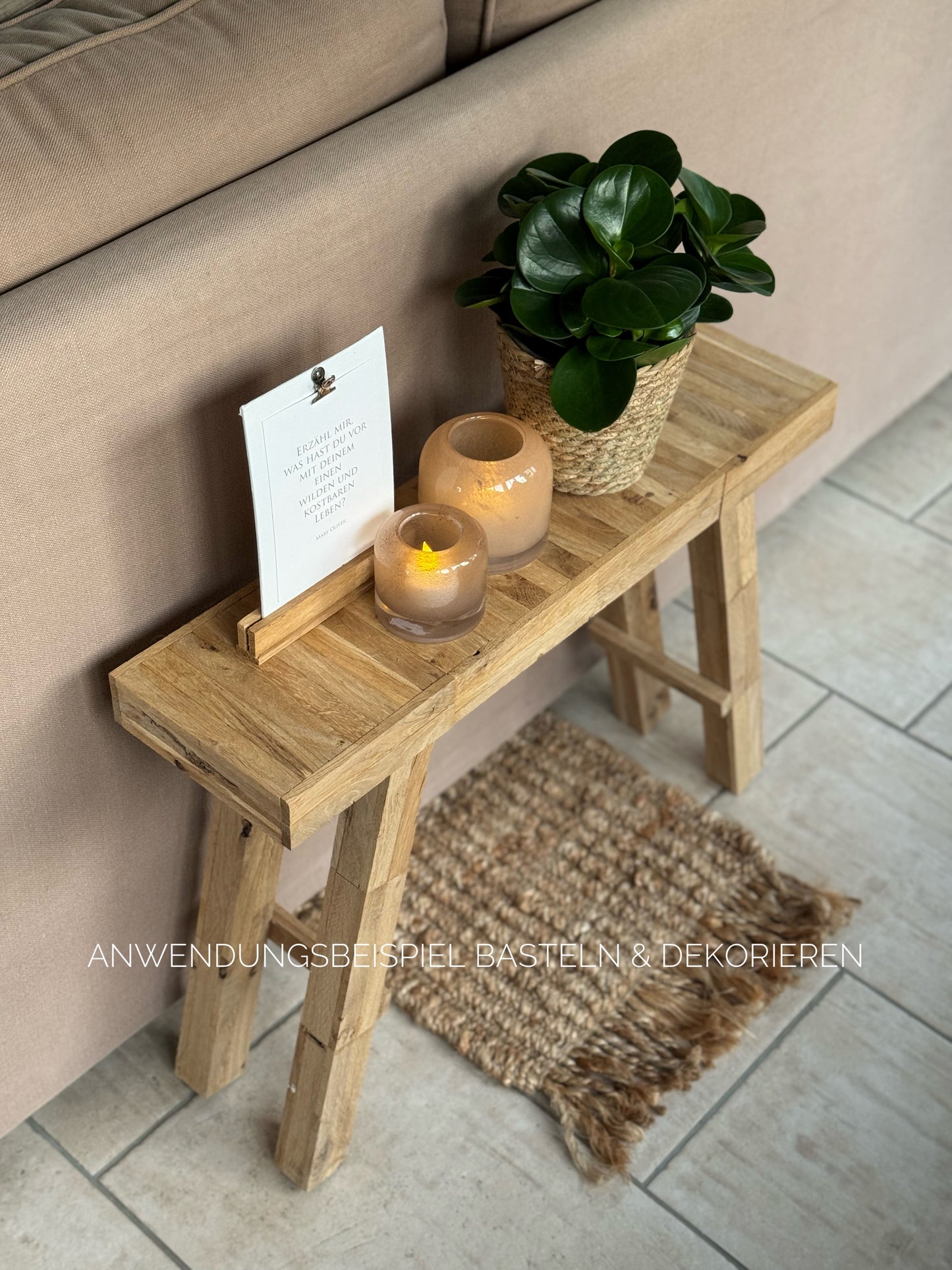 DIY Anleitung rustikaler Holzbock aus Holzklötzchen-Natürliches Home Decor