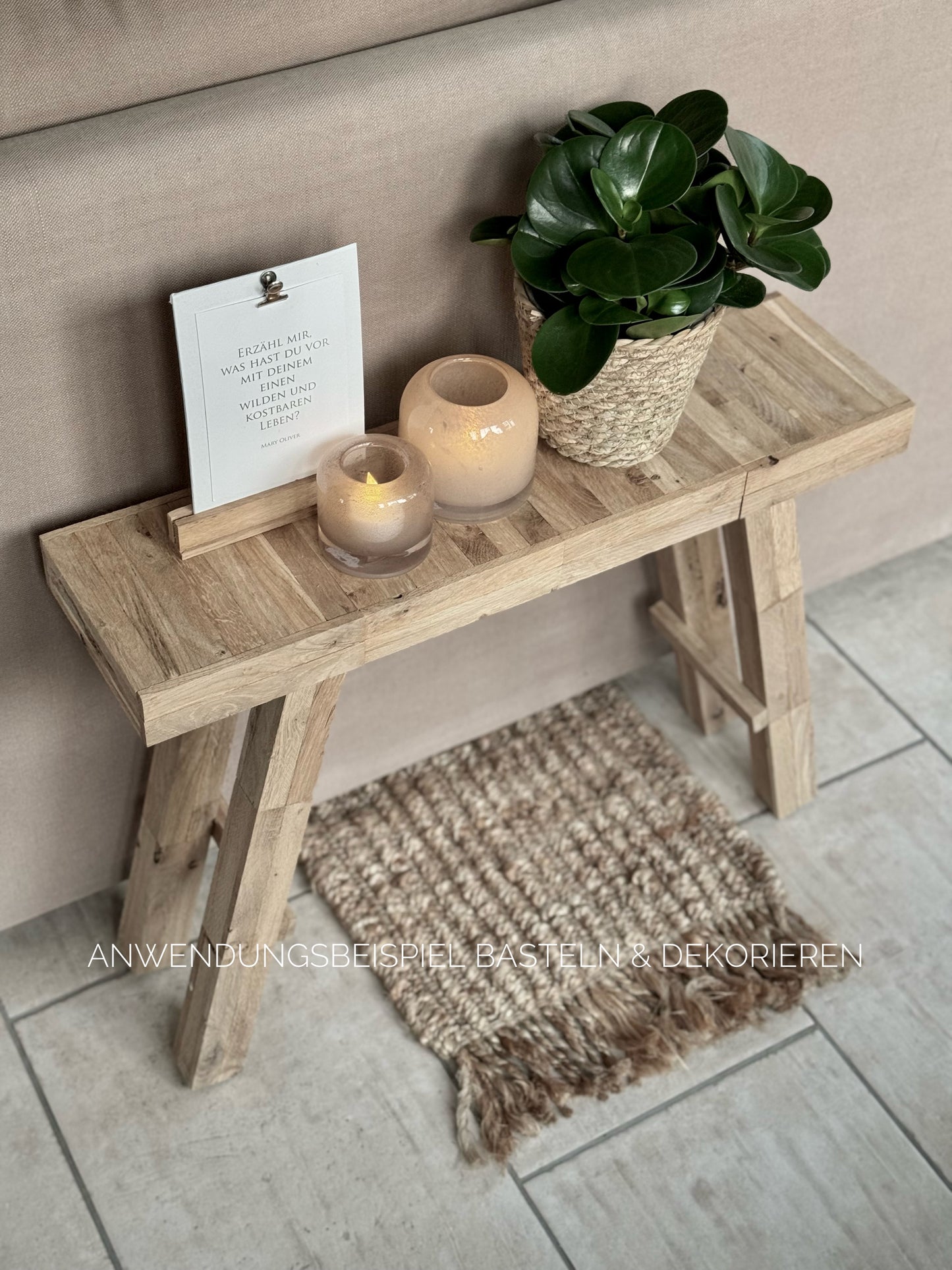 DIY Anleitung rustikaler Holzbock aus Holzklötzchen-Natürliches Home Decor