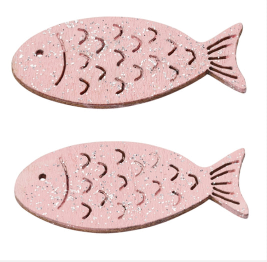 Holzstreuteile-Fische mit Glimmer