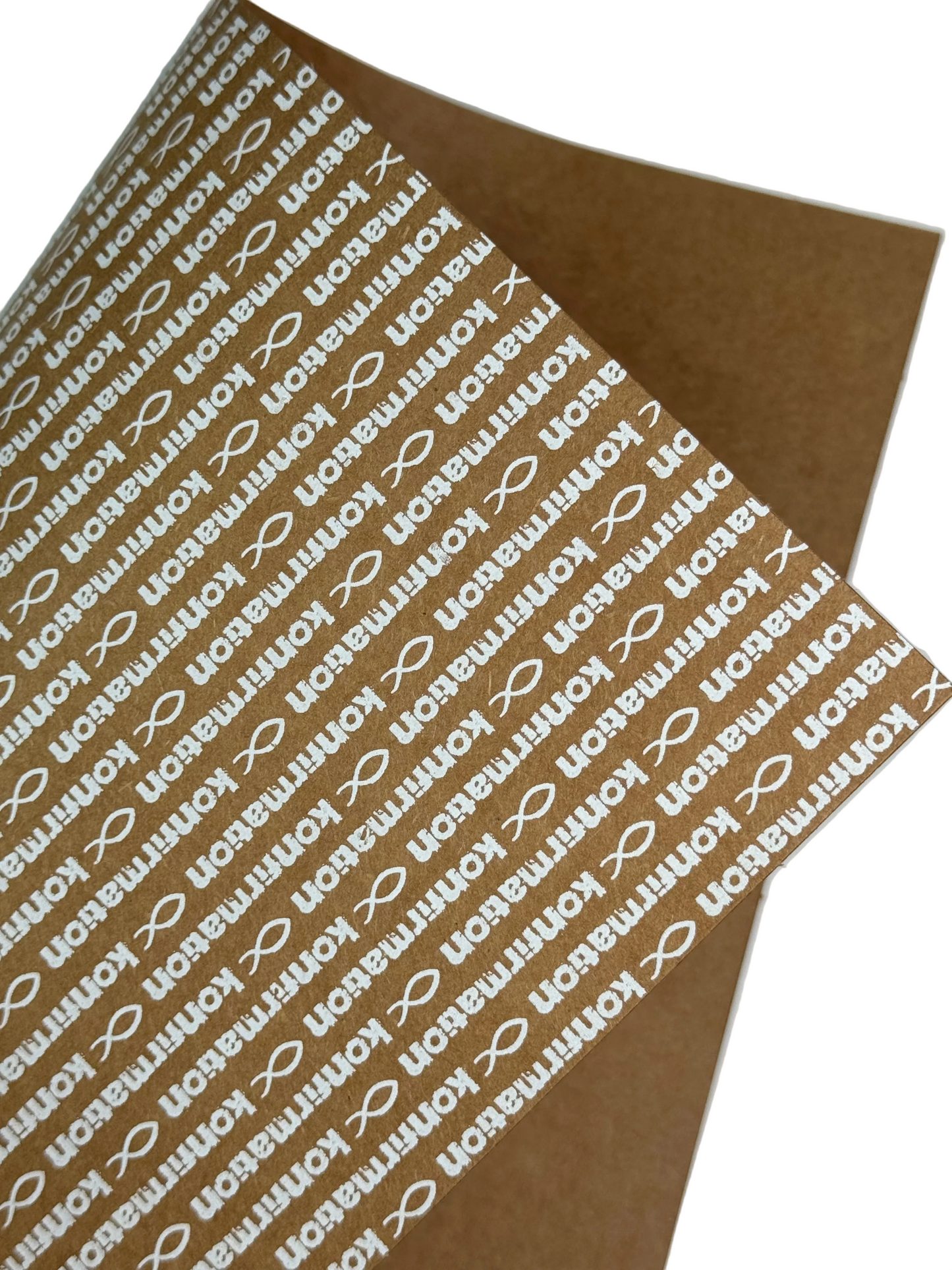 Designpapier „Konfirmation“ auf Naturpapier – weiß bedruckt, matt Naturpapier für Karten, Deko & DIY